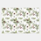 ウォーターカラーウッドランドフォレストホリデイ ラッピングペーパーシート (正面3)