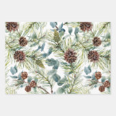ウォーターカラーウッドランドフォレストホリデイ ラッピングペーパーシート (正面)