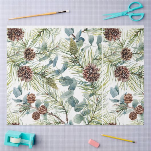 ウォーターカラーウッドランドフォレストホリデイ 薄葉紙 (クラフト)