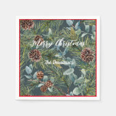 ウォーターカラーウッドランドフォレストホリデーナプキンス スタンダードカクテルナプキン (正面)