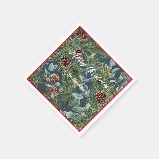 ウォーターカラーウッドランドフォレストホリデーナプキンス スタンダードカクテルナプキン (角)