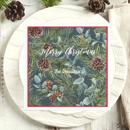 ウォーターカラーウッドランドフォレストホリデーナプキンス スタンダードカクテルナプキン