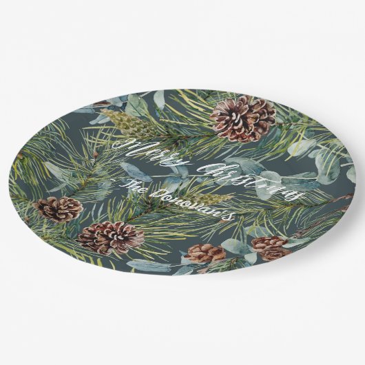 ウォーターカラーウッドランドフォレストホリデーナプキンス ペーパープレート (アングル)