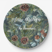 ウォーターカラーウッドランドフォレストホリデーナプキンス ペーパープレート (正面)