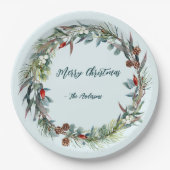 ウォーターカラーウッドランドフォレストリース紙プレート ペーパープレート (正面)