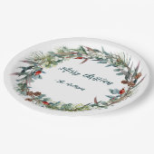 ウォーターカラーウッドランドフォレストリース紙プレート ペーパープレート (アングル)