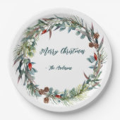 ウォーターカラーウッドランドフォレストリース紙プレート ペーパープレート (正面)