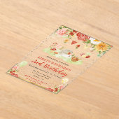 ウォーターカラーウッドランドヘッジホッグ子供の誕生日 アクリル招待状 (レイダウン)