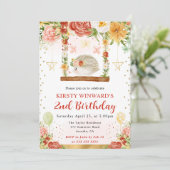 ウォーターカラーウッドランドヘッジホッグ子供の誕生日 招待状 (スタンド正面)