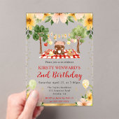 ウォーターカラーウッドランドベアーピクニック子供の誕生日 アクリル招待状 (インサイチュ (ポータブル))