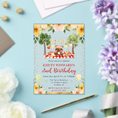 ウォーターカラーウッドランドベアーピクニック子供の誕生日 アクリル招待状 (インサイチュ (ウェディング))