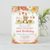 ウォーターカラーウッドランドベア子供の誕生日 招待状 (スタンド正面)