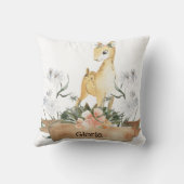 ウォーターカラーウッドランドベビーポーン名前をカスタムする クッション (裏面)