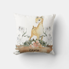 ウォーターカラーウッドランドベビーポーン名前をカスタムする クッション