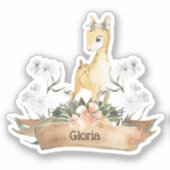 ウォーターカラーウッドランドベビーポーン名前をカスタムする シール (正面)