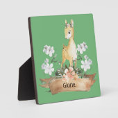 ウォーターカラーウッドランドベビーポーン名前をカスタムする フォトプラーク (正面)