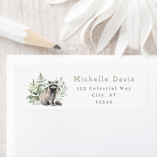 ウォーターカラーウッドランドラクーン住所 シール (インサイチュ)