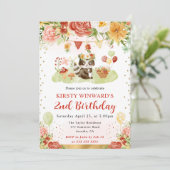 ウォーターカラーウッドランドラクーン子供の誕生日 招待状 (スタンド正面)