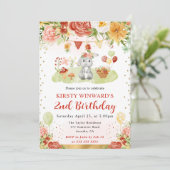 ウォーターカラーウッドランドラビット子供の誕生日 招待状 (スタンド正面)