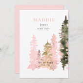 ウォーターカラーウッドランド赤面ブライダルシャワー 招待状 (正面/裏面)