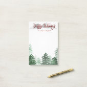 ウォーターカラーウッドランド、ハッピーホリデー ポストイット (デスク上)