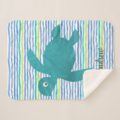 ウォーターカラーウミガメしぼりストライプ シェルパブランケット (正面(横))