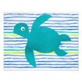 ウォーターカラーウミガメしぼりストライプ フォトプリント            (正面)