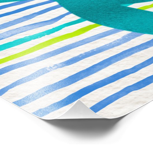 ウォーターカラーウミガメしぼりストライプ フォトプリント            (角)