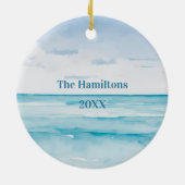 ウォーターカラーウミガメ1stクリスマスビーチハウス セラミックオーナメント (裏面)