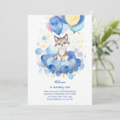 ウォーターカラーウルフファースト誕生日招待状 招待状 (スタンド正面)