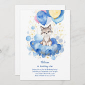 ウォーターカラーウルフファースト誕生日招待状 招待状 (正面/裏面)