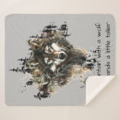 ウォーターカラーウルフマウンテンワイルドライフルダネス引用文 シェルパブランケット (正面(横))