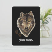 ウォーターカラーウルフ引用文ワイルドウルフ誕生日招待状 招待状 (スタンド正面)