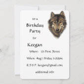 ウォーターカラーウルフ引用文ワイルドウルフ誕生日招待状 招待状 (裏面)