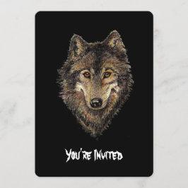 ウォーターカラーウルフ引用文ワイルドウルフ誕生日招待状 招待状