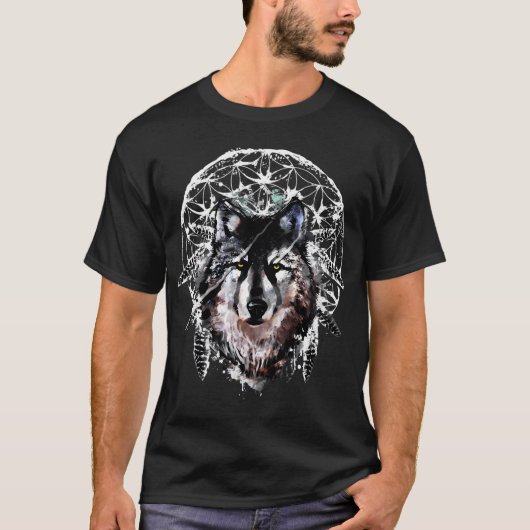 ウォーターカラーウルフ Tシャツ (正面)