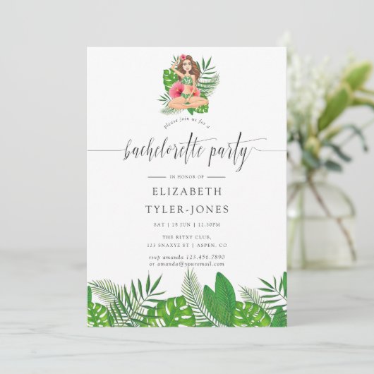 ウォーターカラーエキゾチックルアウ(ハワイ式宴会)バチェロレッテ 招待状 (スタンド正面)