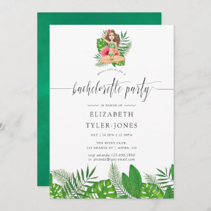 ウォーターカラーエキゾチックルアウ(ハワイ式宴会)バチェロレッテ 招待状