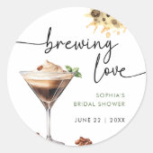 ウォーターカラーエスプレッソマルティーニブライダルシャワー ラウンドシール (正面)