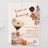 ウォーターカラーエスプレッソマルティーニ秋ブライダルシャワー 招待状 (正面)