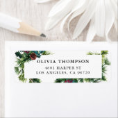 ウォーターカラーエバーグリーンファー&ダンダッドホリーホリデー ラベル (インサイチュ)