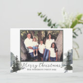 ウォーターカラーエバーグリーンマウンテンシーンホリデー サンキューカード (スタンド正面)