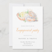 ウォーターカラーエビ&オイスターエンゲンジメント招待状 招待状 (正面)