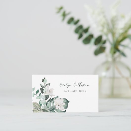 ウォーターカラーエメラルドグリーンの名刺 名刺 (スタンド正面)