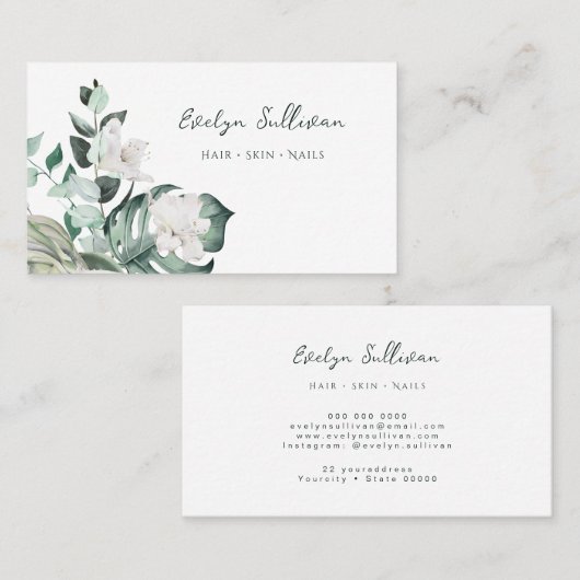 ウォーターカラーエメラルドグリーンの名刺 名刺 (正面/裏面)