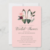 ウォーターカラーエメラルドハイヒールフローラブライダルシャワー 招待状 (正面)