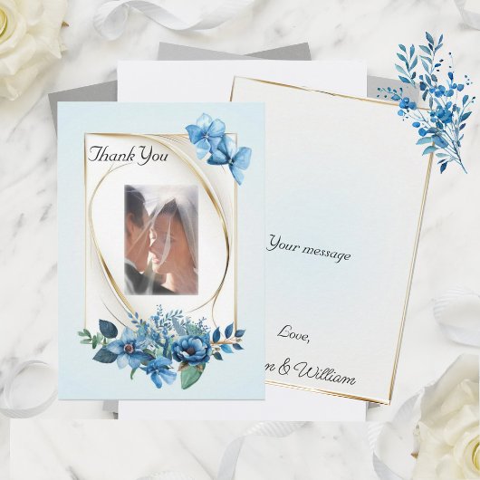 ウォーターカラーエメリーフローラフラットサンキューカード サンキューカード