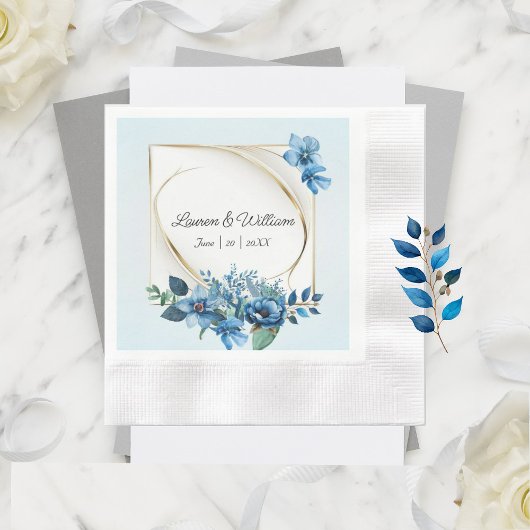 ウォーターカラーエメリーフローラ結婚ズナプキン 縁ありカクテルナプキン