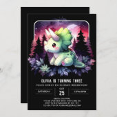 ウォーターカラーエレガンストリケラトプス誕生日 招待状 (正面/裏面)