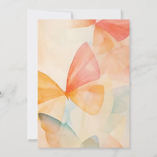 ウォーターカラーエレガントガーデンバタフライブライダルシャワー 招待状 (裏面)